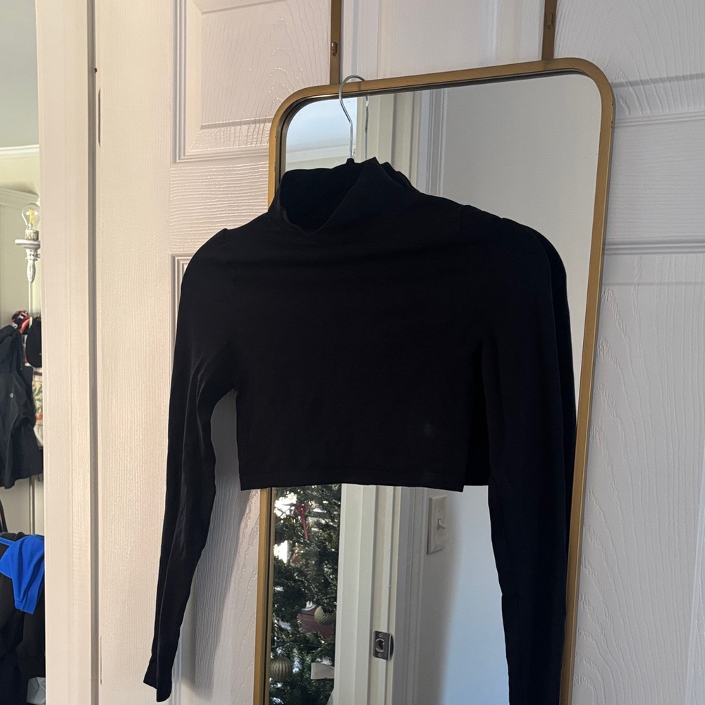 Elegant Black Long Sleeve Crop Top